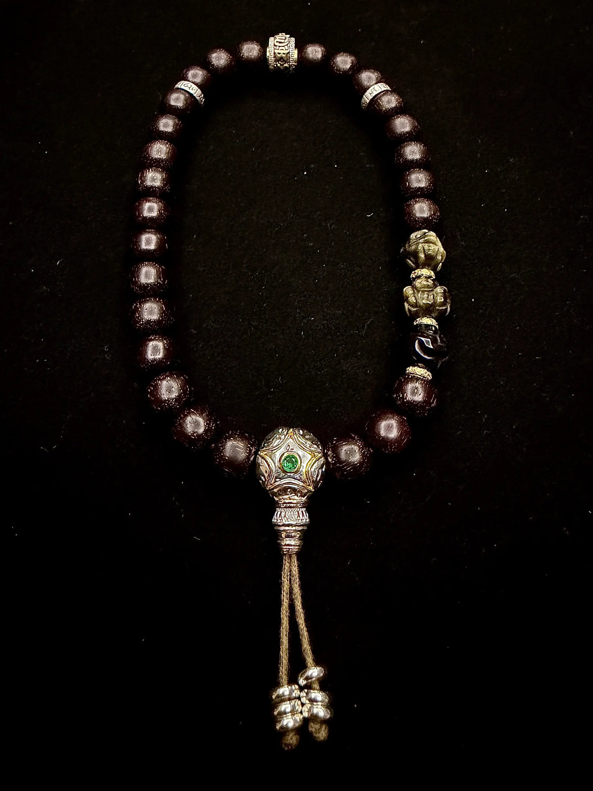 Natural Rosewood & Golden Tiger Eye Handheld Meditation Beads
