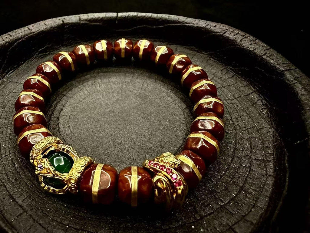 天然实心紫金鼠一线天手串