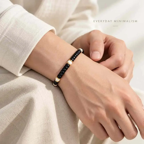 Flat-Cut Coconut Shell and White Bodhi Bracelet