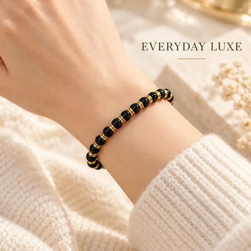 Coconut Shell Bracelet with Solid Copper Accents