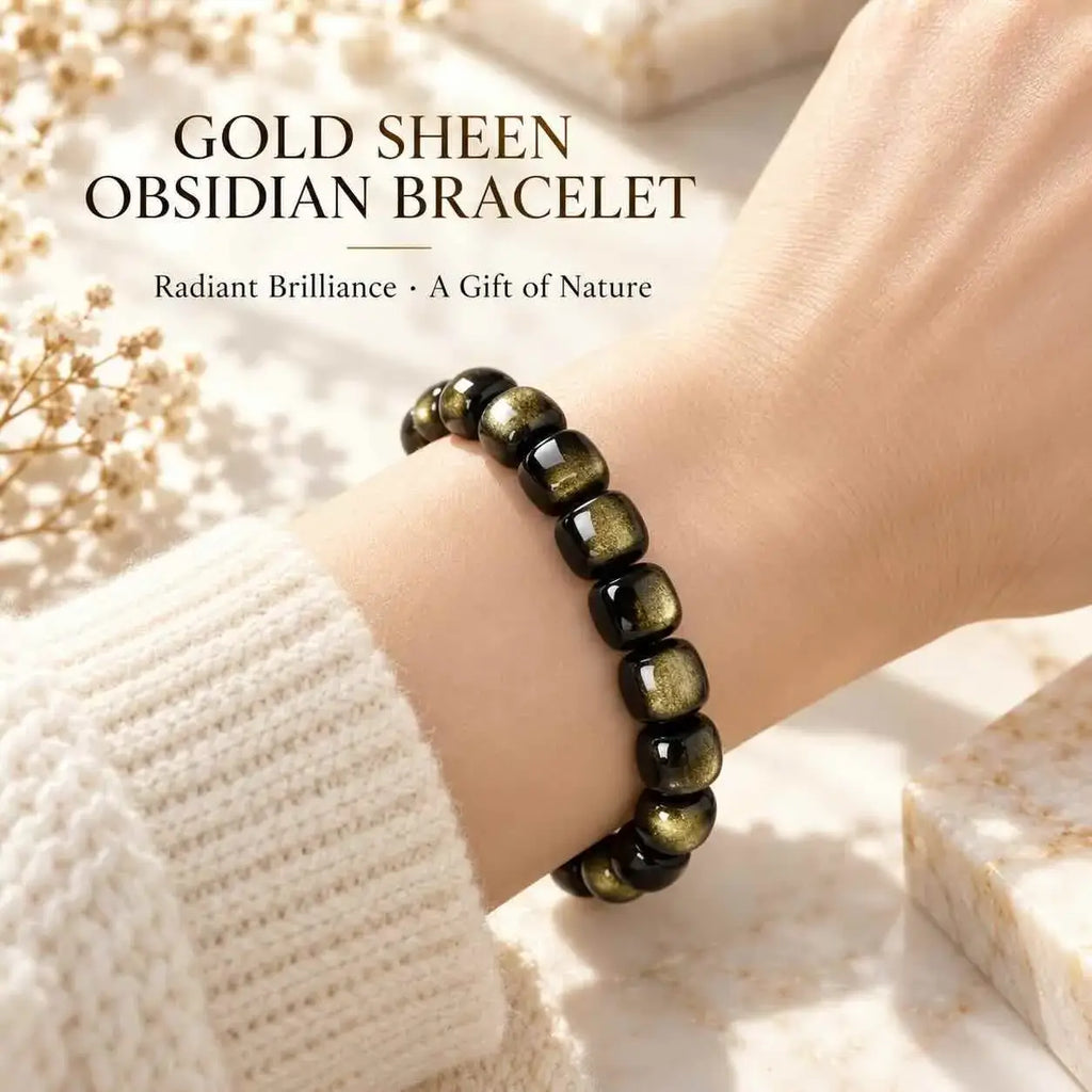 Gold Sheen Obsidian Old-Style Bead Bracelet