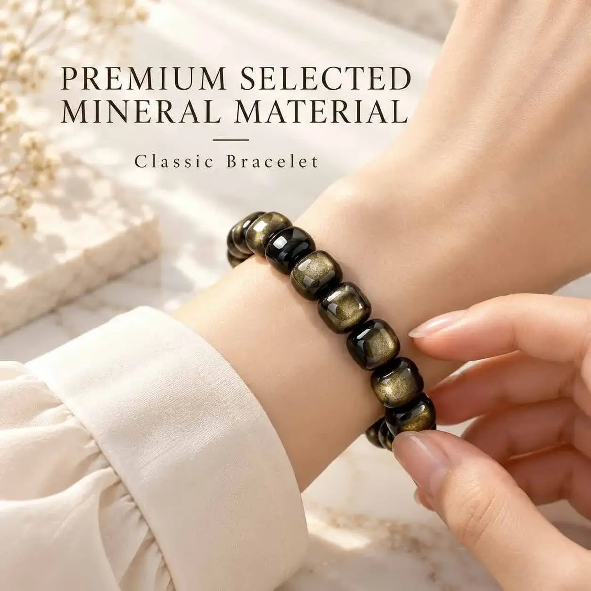 Gold Sheen Obsidian Old-Style Bead Bracelet