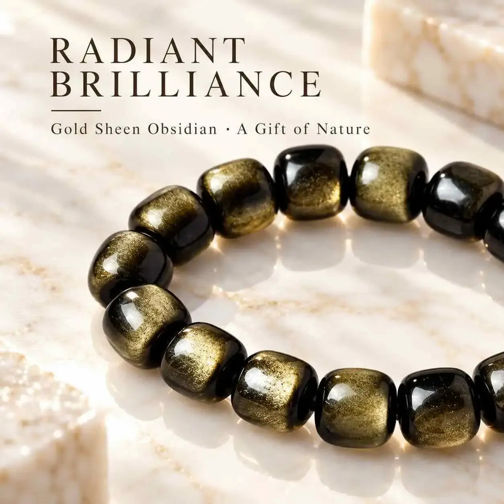 Gold Sheen Obsidian Old-Style Bead Bracelet