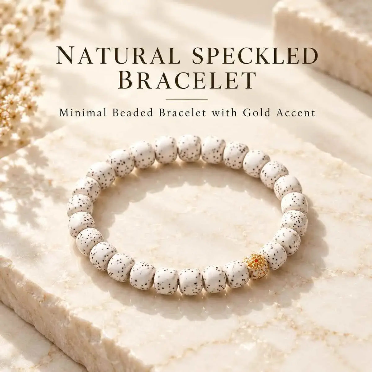 Star and Moon Bodhi Seed Bracelet with Gold-Tone Accent