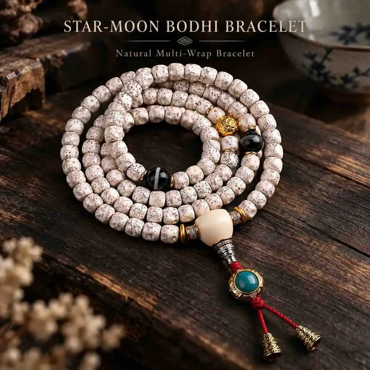108-Bead Formless Star and Moon Bodhi Handheld Mala