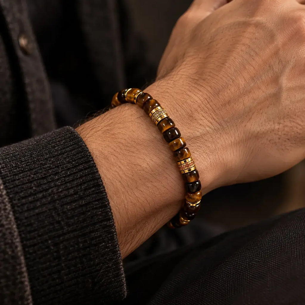 Handmade Straight-Cut Natural Tiger Eye Bracelet