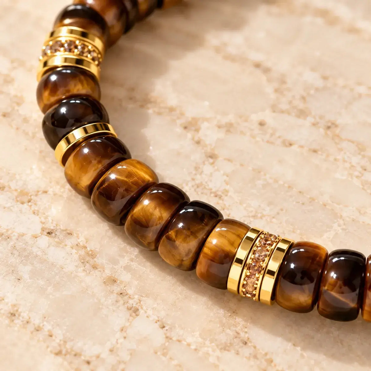 Handmade Straight-Cut Natural Tiger Eye Bracelet