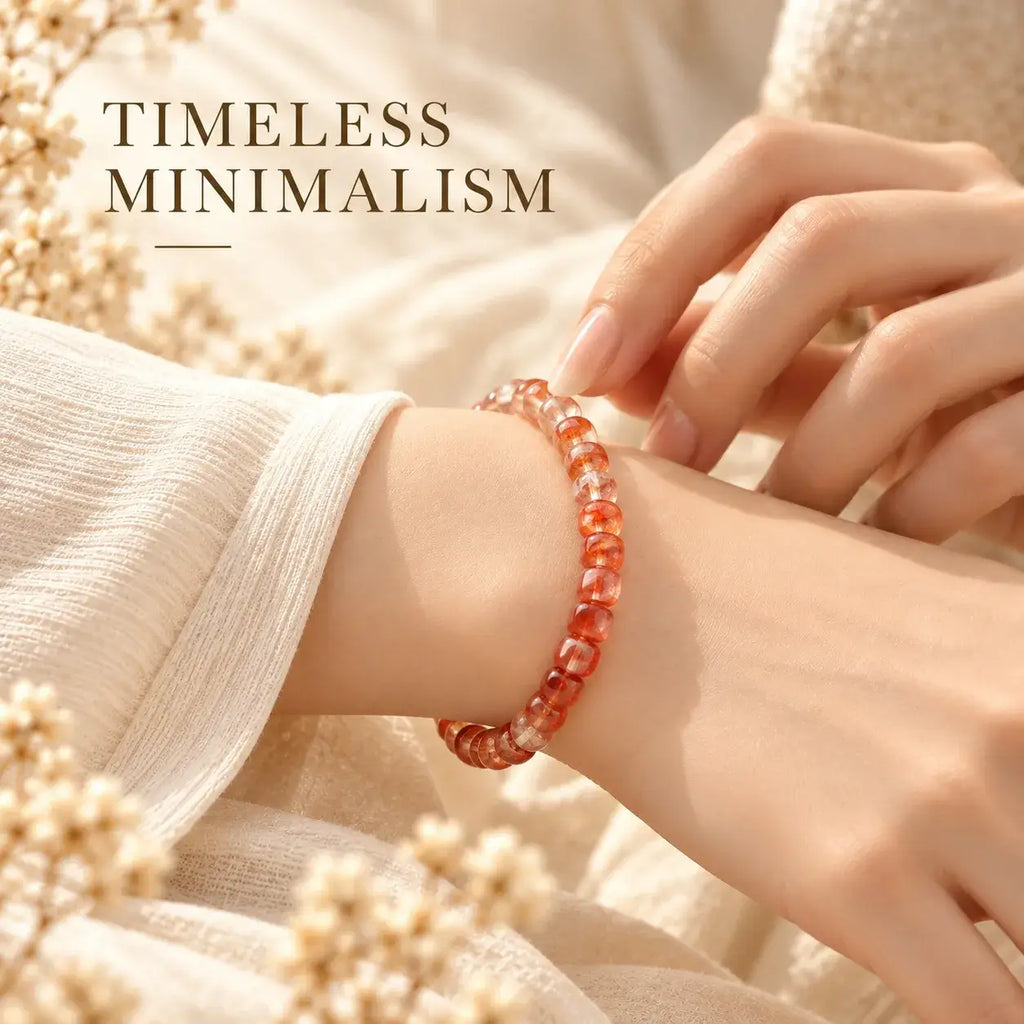 Handmade Flat-Cut Red Flower Quartz Bracelet