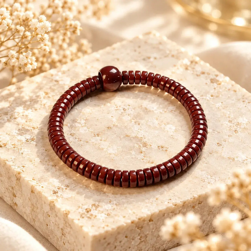 Handmade Solid Zijinshu Flat-Cut Seed Bracelet
