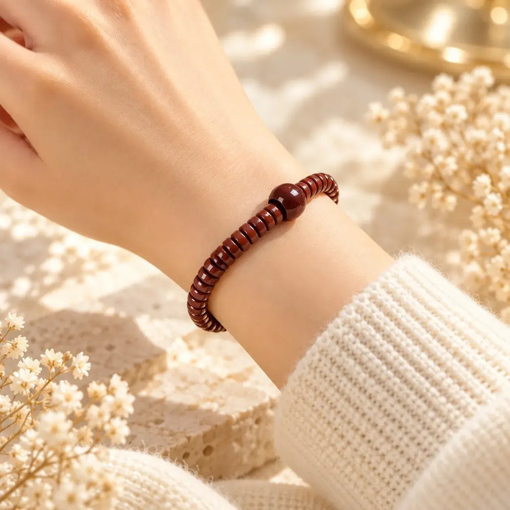 Handmade Solid Zijinshu Flat-Cut Seed Bracelet