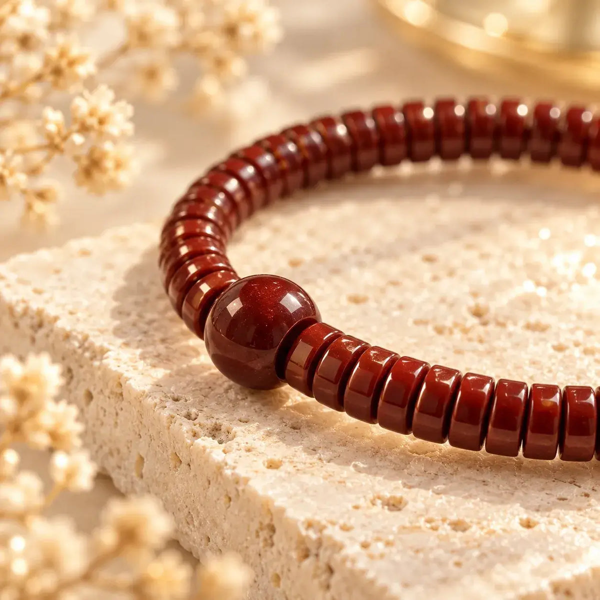 Handmade Solid Zijinshu Flat-Cut Seed Bracelet