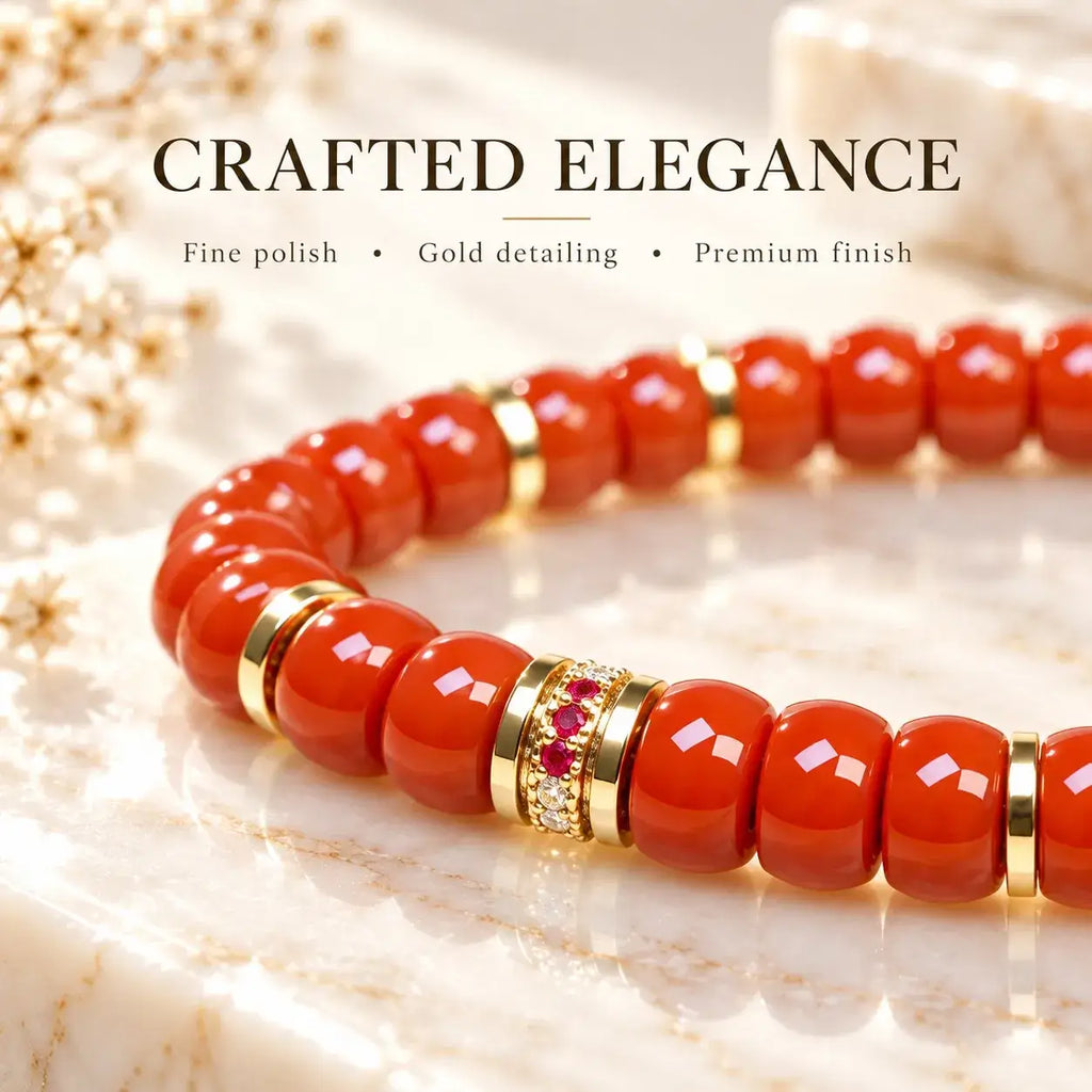 Handmade Straight-Cut Natural Red Agate Bracelet