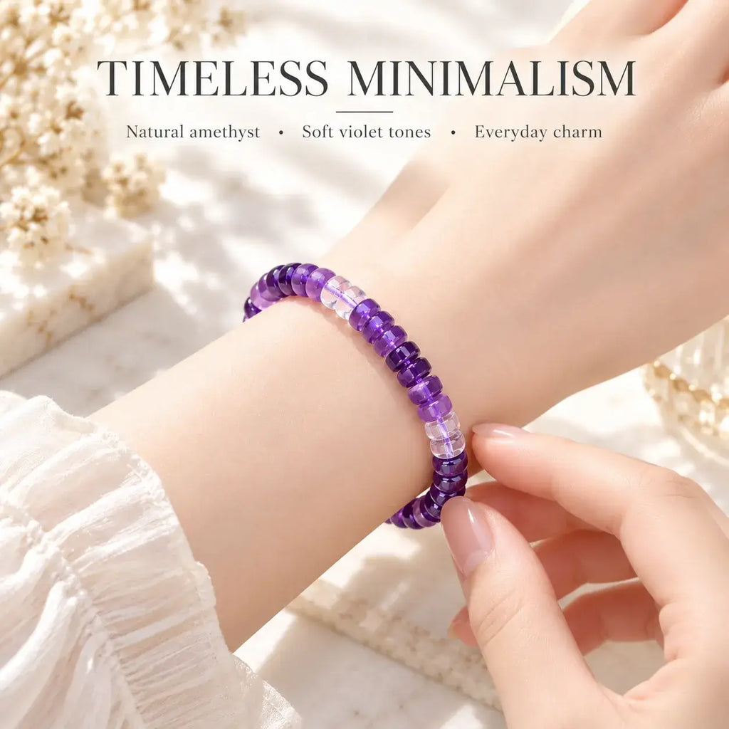 Handmade Flat-Cut Natural Amethyst Bracelet
