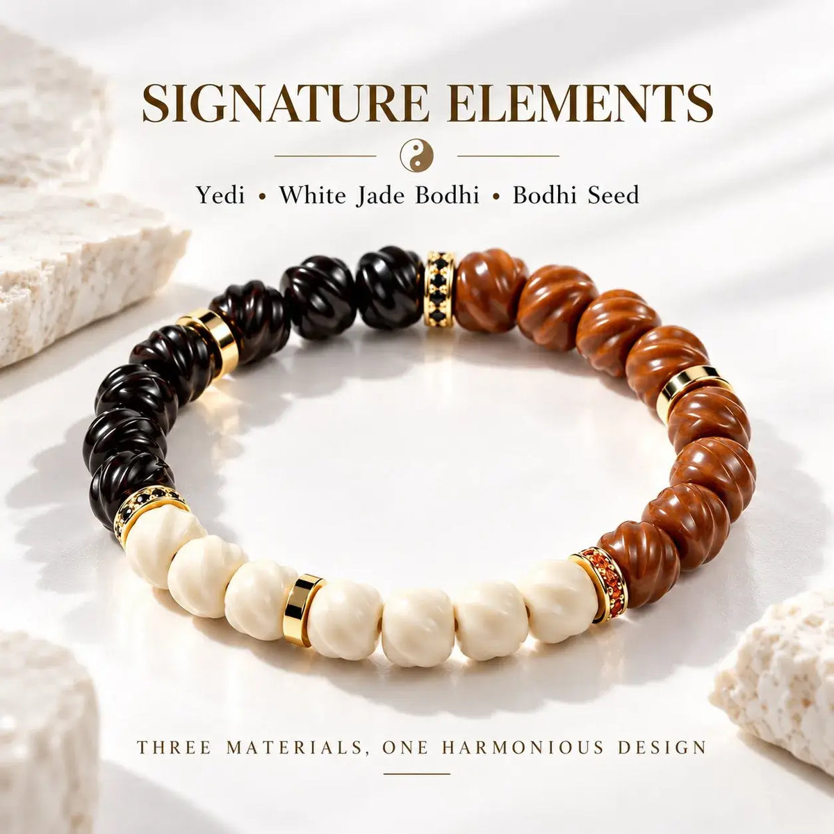 Triple Harmony Formless Bracelet in Coconut Shell and Bodhi Seeds