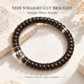 Straight-Cut Coconut Shell Bracelet with Antique Silver-Tone Accents