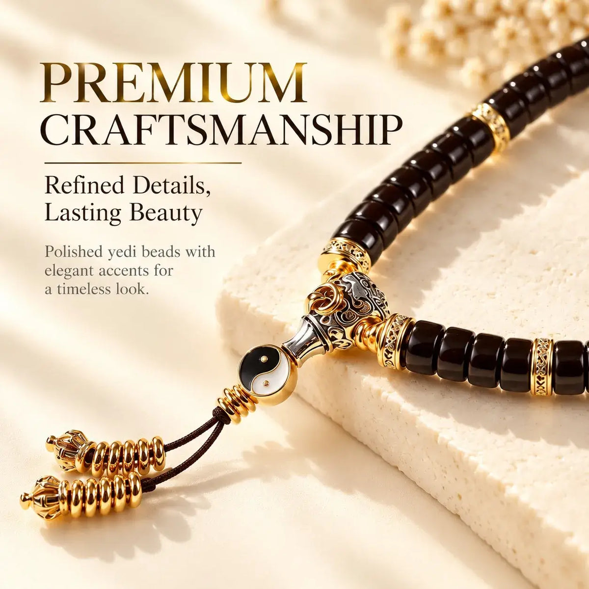 Flat-Cut Coconut Shell Yin-Yang Handheld Beads