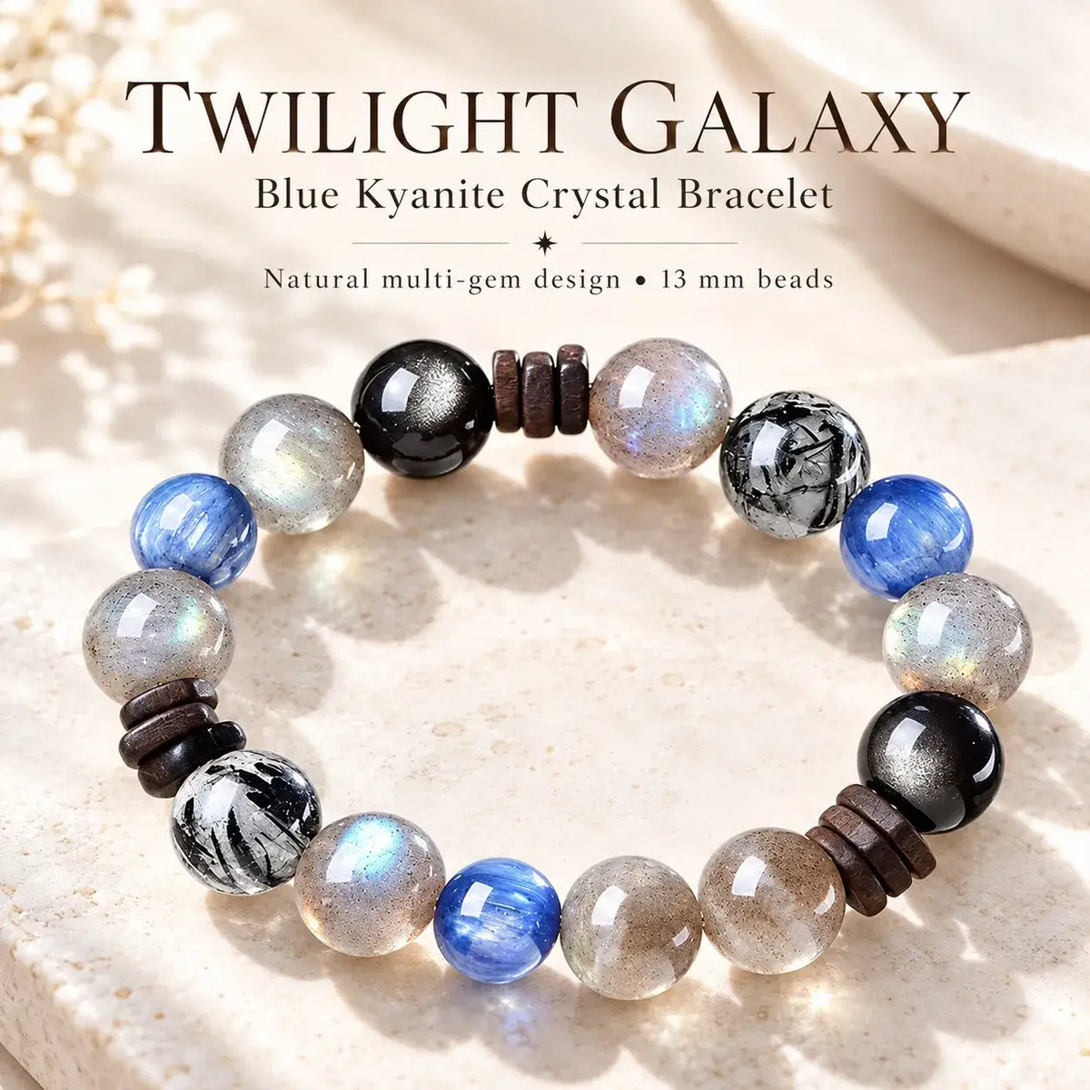 Twilight Galaxy Natural Crystal & Kyanite Bracelet