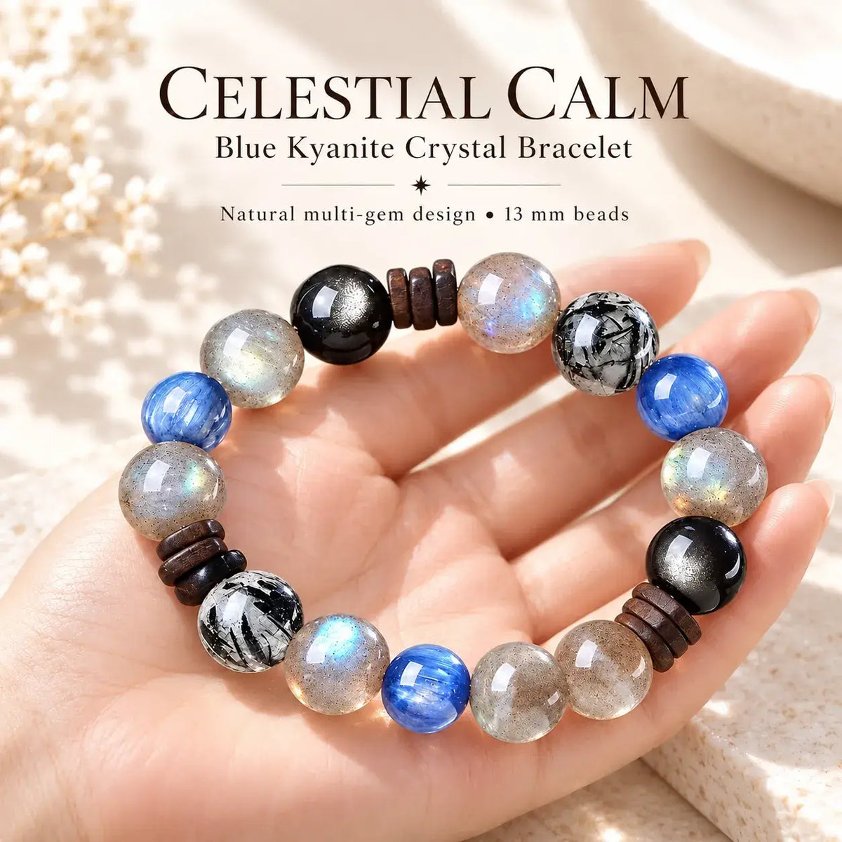 Twilight Galaxy Natural Crystal & Kyanite Bracelet