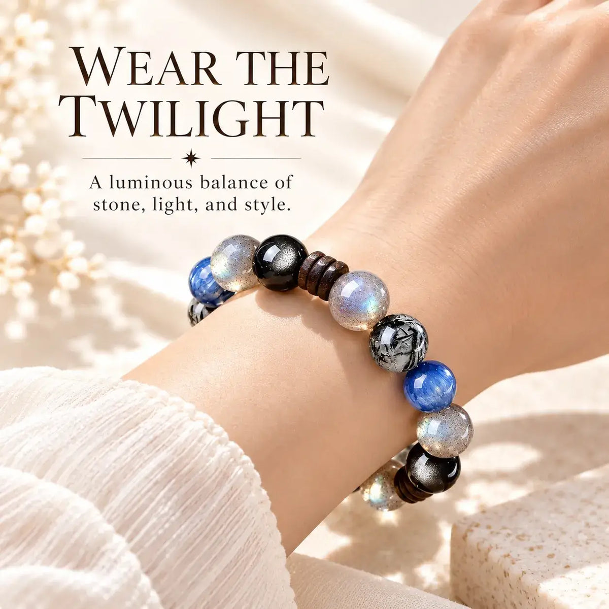 Twilight Galaxy Natural Crystal & Kyanite Bracelet