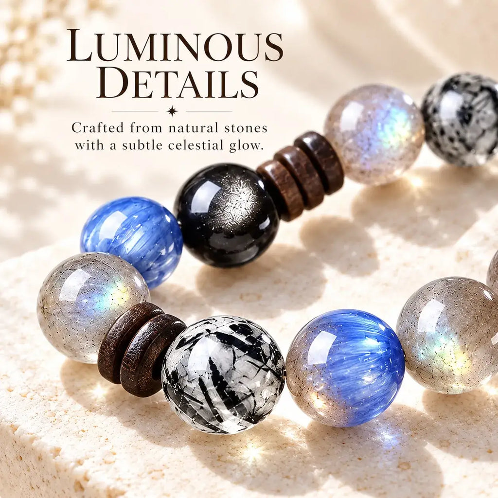 Twilight Galaxy Natural Crystal & Kyanite Bracelet