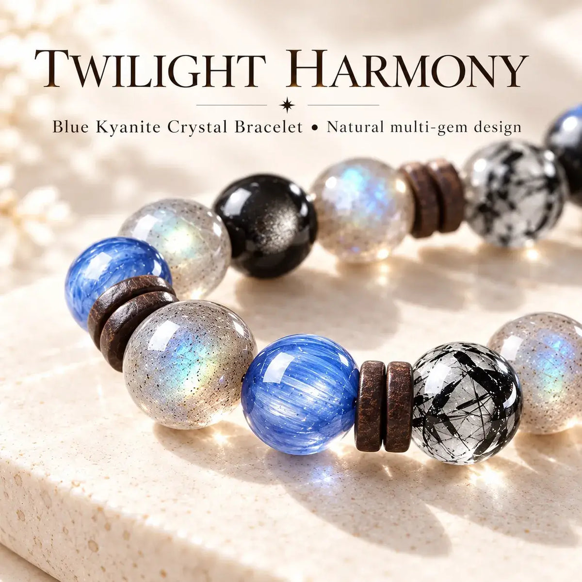 Twilight Galaxy Natural Crystal & Kyanite Bracelet