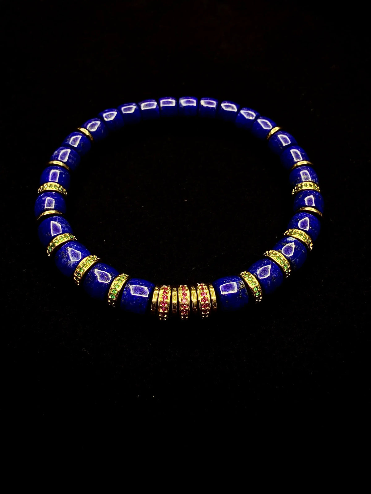 Natural Lapis Lazuli Flat-Cut Bracelet