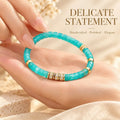Natural amazonite tablet bead bracelet with aqua beads and gold-tone spacers