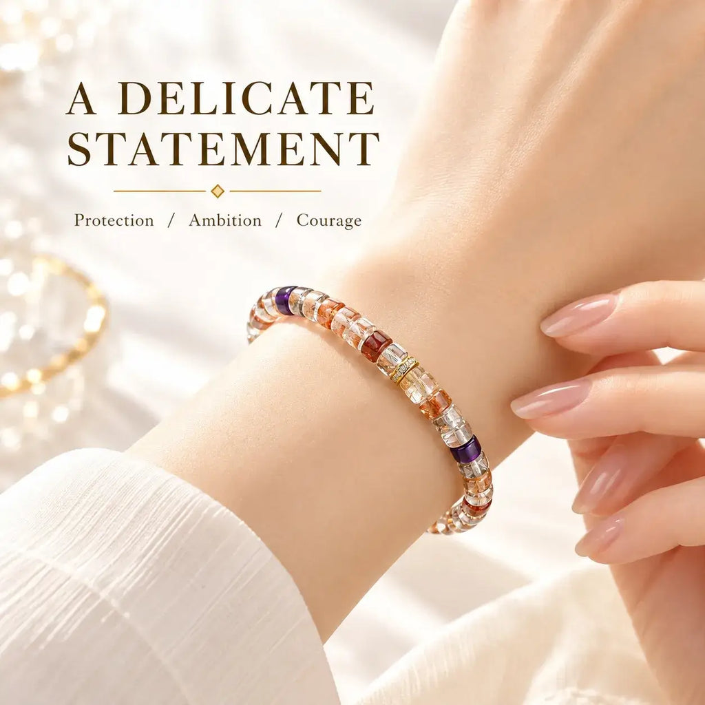Slender Black Gold crystal bracelet worn on the wrist