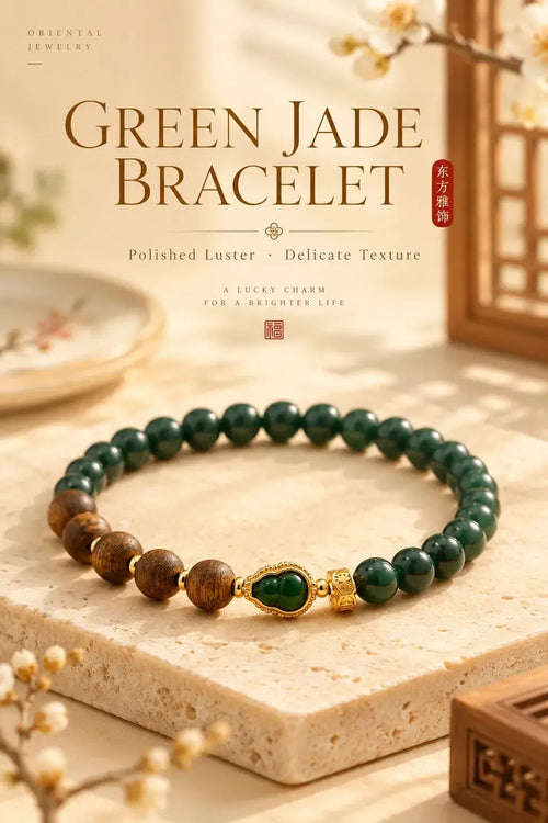 Blue Water jadeite and agarwood bracelet with green beads