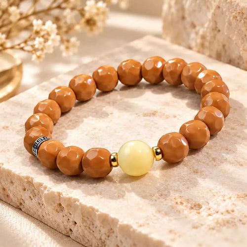 Cheese Cut Houtou Walnut & Amber Bracelet - main view