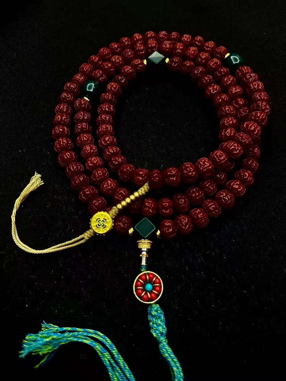 108 Natural Vajra Bodhi Seed Mala - Handheld Prayer Beads