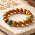 Houtou Walnut & Hetian Jade Peach Character Bracelet - main view