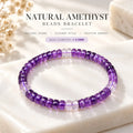 Handmade flat-cut natural amethyst bracelet with graduated purple beads