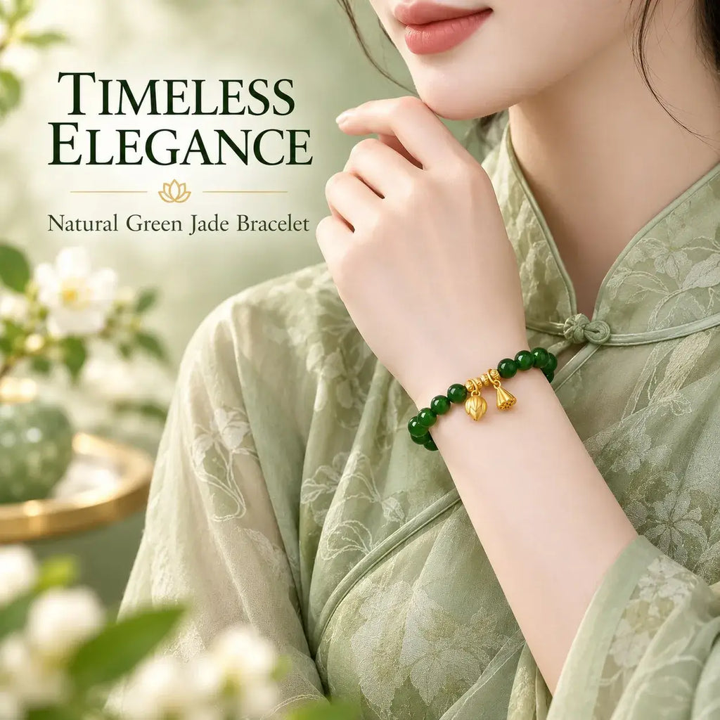 Hetian jade bracelet styled with a pale green garment