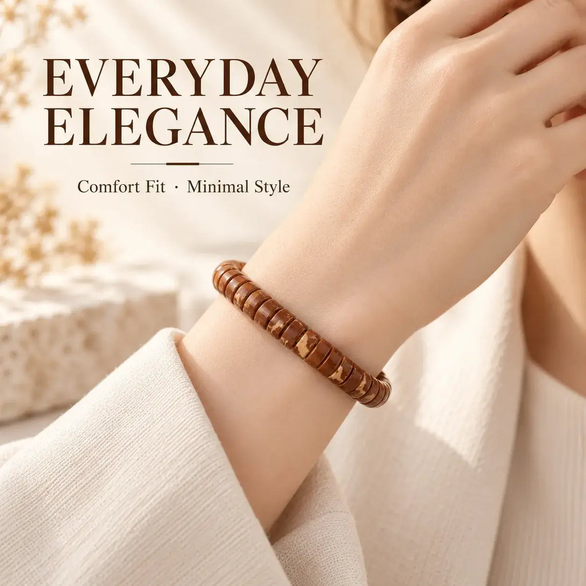Natural Zijinshu tablet bead bracelet worn on the wrist