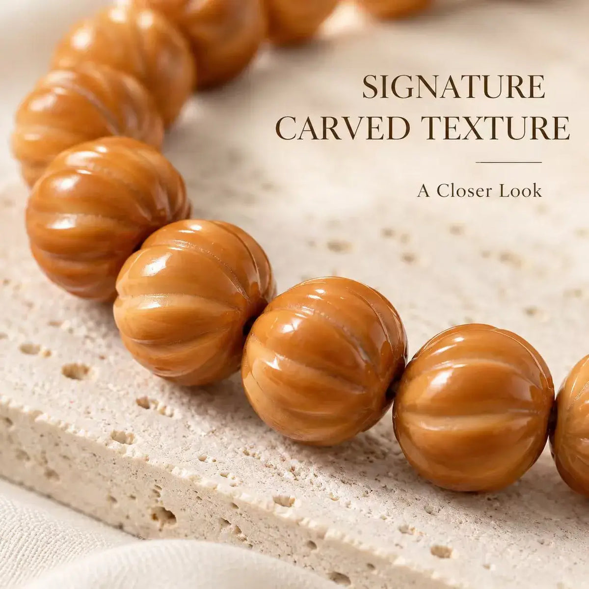 Phoenix Eye Houtou Walnut Bead Bracelet - close-up detail