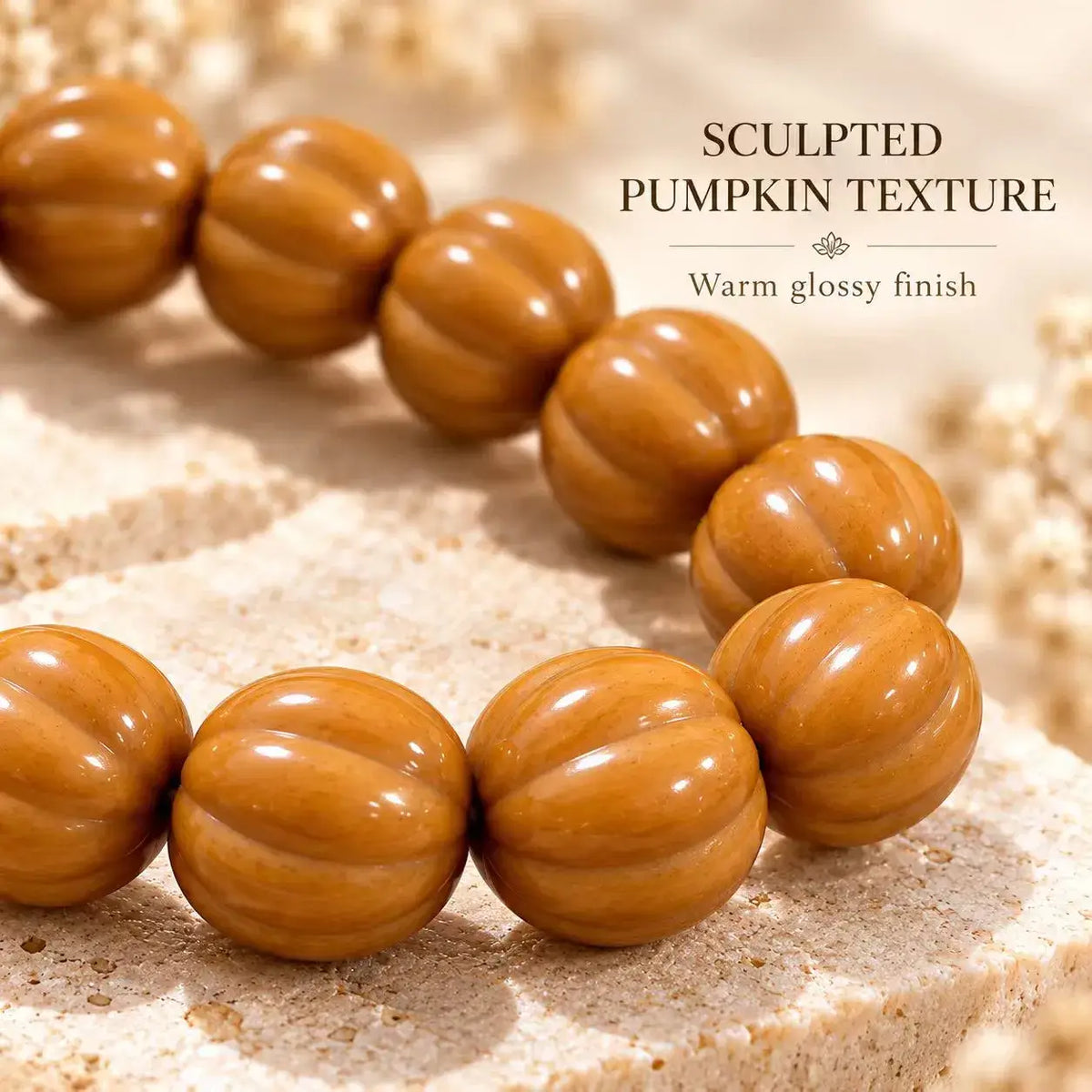 Pumpkin Houtou Walnut Bead Bracelet - bead arrangement