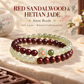 Red sandalwood and pale Hetian jade double wrap bracelet