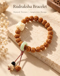 Small vajra bodhi seed bracelet with a cream Pixiu charm and pale green ring