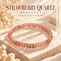 Natural strawberry quartz tablet bead bracelet with rose pink beads and gold-tone accents