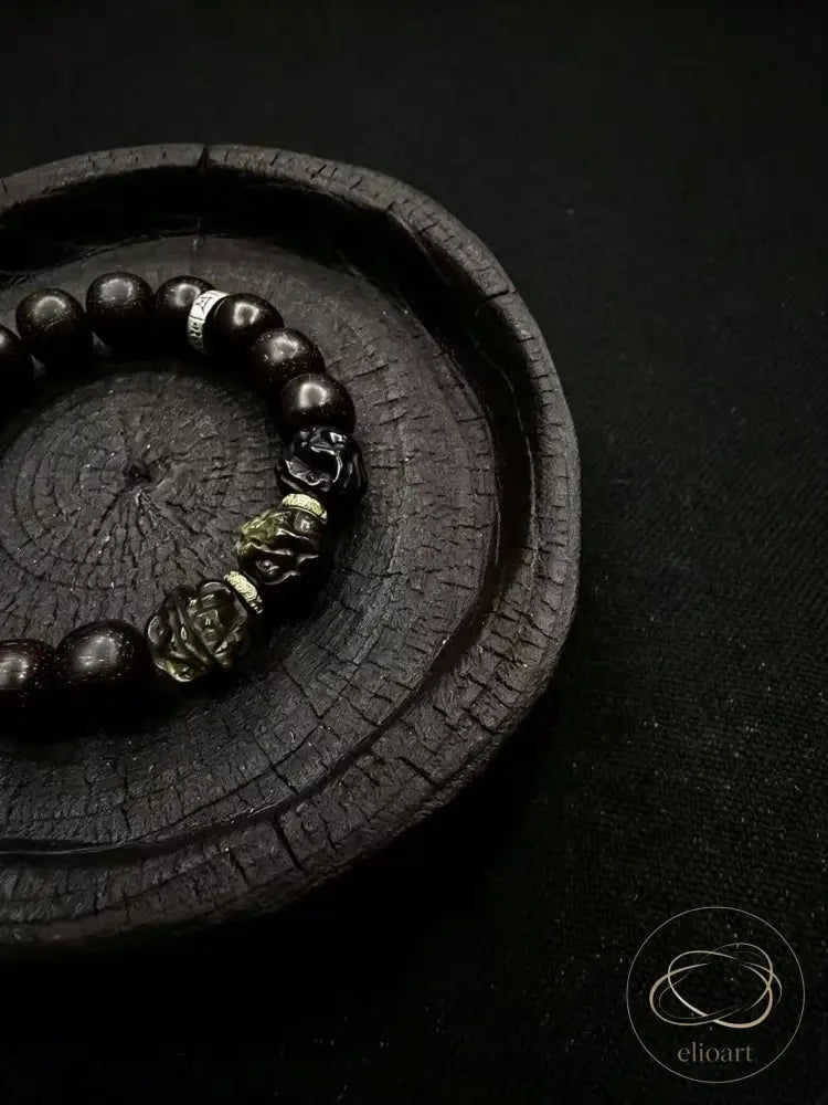 Natural Rosewood and Golden Tiger Eye Bracelet