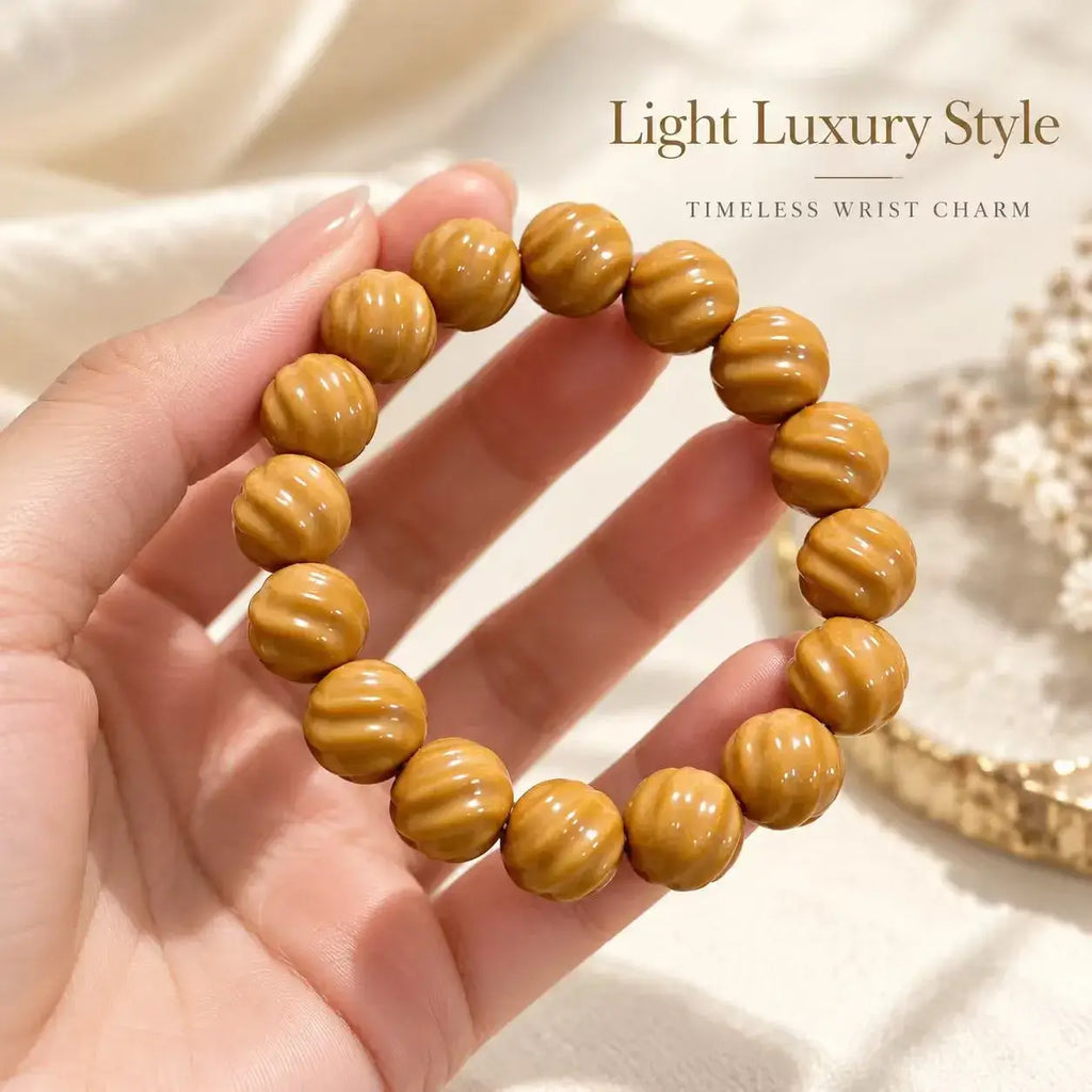 Whirlwind Houtou Walnut Bead Bracelet - additional detail